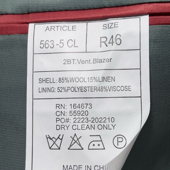 Renoir Double Vent 2 Button Blazer Jacket Mens Sz 46R Green Plaid Wool Linen - Picture 10 of 16